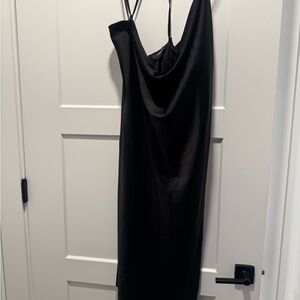 Forever 21 Black satin mini slip dress with cowl neck
